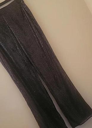 Zara блестящие блестящие прямые брюки черные8 фото