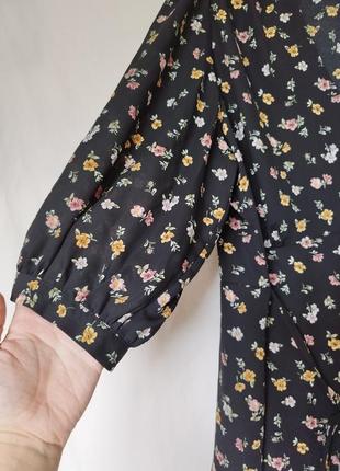 Блуза в цветочный принт с пуговицами и поясом батал большой размер8 фото