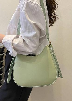 Женская сумка-слинг на плечо, бананка мини сумочка для девушки мятный1 фото