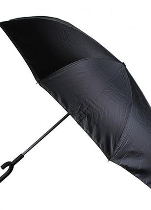 Зонт lesko up-brella чёрный прочный с удлиненной ручкой и плотной тканью "gr"2 фото