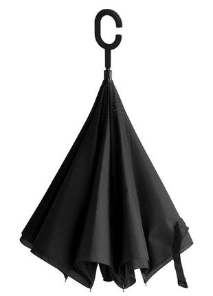 Зонт lesko up-brella чёрный прочный с удлиненной ручкой и плотной тканью "gr"3 фото
