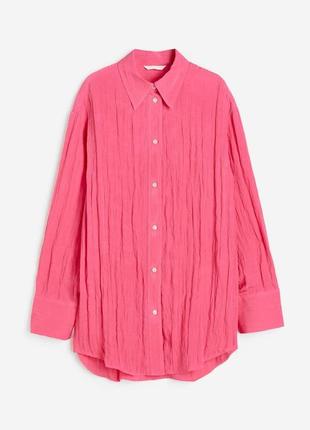 Довга сорочка з жатого шифону, рожева довга сорочка8 фото