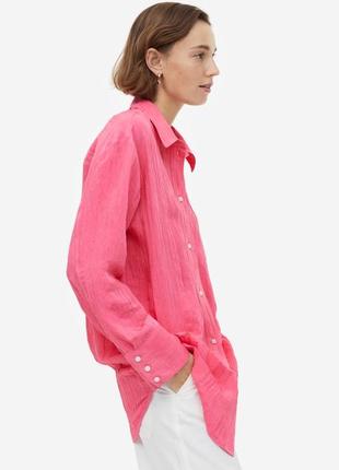 Длинная рубашка из жатого шифона, розовая длинная рубашка4 фото