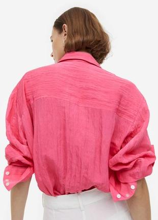 Длинная рубашка из жатого шифона, розовая длинная рубашка5 фото