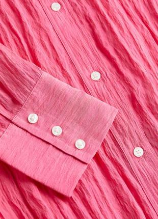 Длинная рубашка из жатого шифона, розовая длинная рубашка3 фото