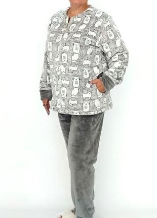 Женский махровый комплект пижама на молнии большие размеры1 фото