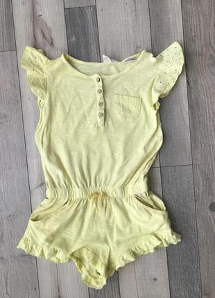 Летний детский комбинезон для девочки zara 2-3 года 98 см желтый