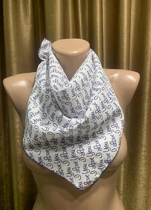 Шийна хустка з принтом i love you колір різнобарвний синій, білий
