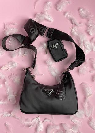 Сумка багет Prada Crystal-Studded Pouch black (арт: 05009)
