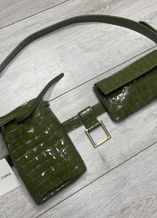Made in italy!tara zadeh crocco belt bag жіноча сумка поясна пояс месенджер через плече