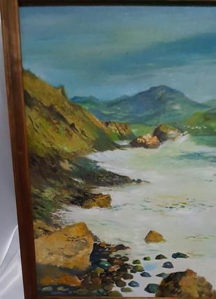 Картина нарисована масляными красками " тихая бухта" с автографом автора. крым