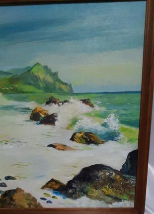 Картина нарисована масляными красками " тихая бухта" с автографом автора. крым