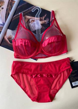 75-80-85с красный полупрозрачный комплект нижнего белья женского1 фото