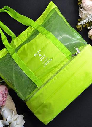 Летняя термо сумка - шоппер, шоппер, легкая, пляжная, для покупок, play joy4 фото