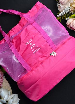 Летняя термо сумка - шоппер, шоппер, легкая, пляжная, для покупок, play joy6 фото