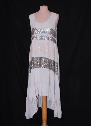 Италия сарафан платье с рюшей свободное с удлинённой спинкой пайетки.2 фото