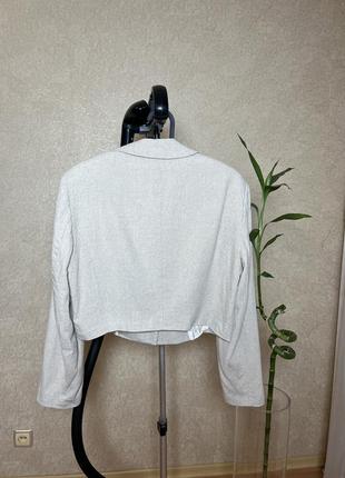 Укорочений пиджак zara блейзер из смешанного льна р.s-m5 фото