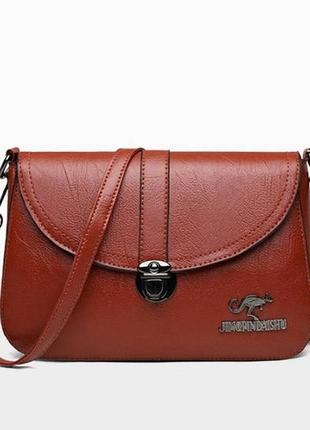 Женская мини сумочка клатч на плечо кенгуру, сумка для девушек экошкира коричневый3 фото