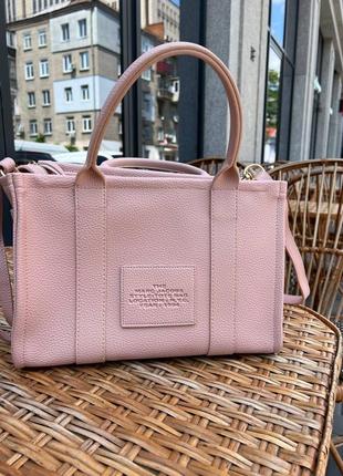 Женская розовая сумка шоппер, marc jacobs tote из экокожи люксового качества7 фото