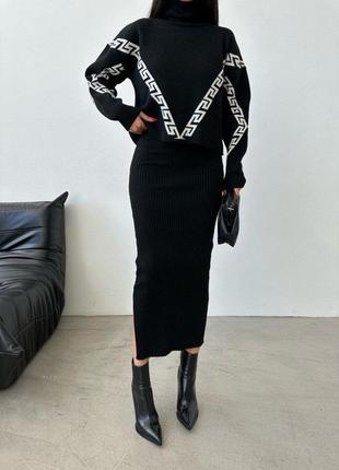 Костюм сарафан платье и свитер вязка8 фото