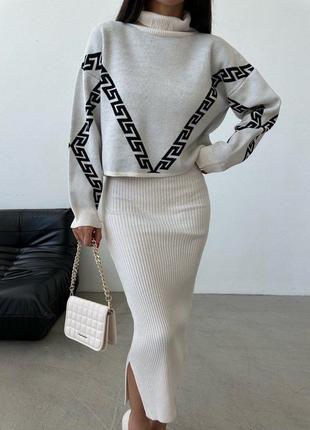 Костюм сарафан платье и свитер вязка5 фото