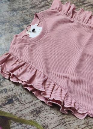 Блуза с коротким рукавом  топ рубчик для девочки (116-128р)4 фото