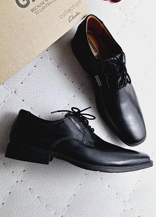 Clarks оригинал черные кожаные водостойкие туфли