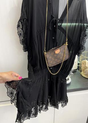 Шикарное черное шелковое платье туника шелк кружево bui barbara bui чистый шелк1 фото