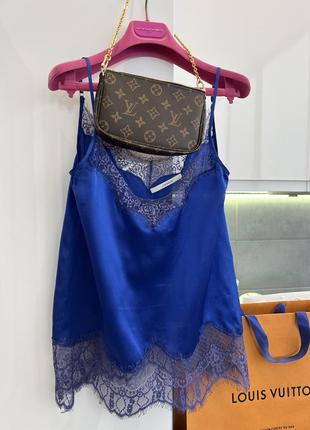 Премиальная блузка топ с кружевом в бельевом пижамном стиле uterque6 фото