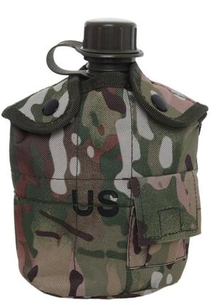 Фляга пластикова us 1l з казанком multicam, фляга камуфляж мультикам