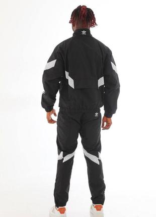 Осенний чёрный спортивный костюм adidas с плащевой ткани вінтажний спортивний костюм adidas з плащівки костюм адідас3 фото