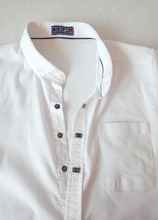 Белая рубашка с короткими рукавами, на кнопках, турция