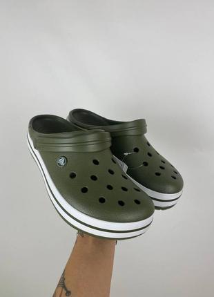 Мужские кроксы сабо crocs crocband army/green