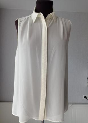 Блуза невесомая полупрозрачная, размер м, молочного цвета.