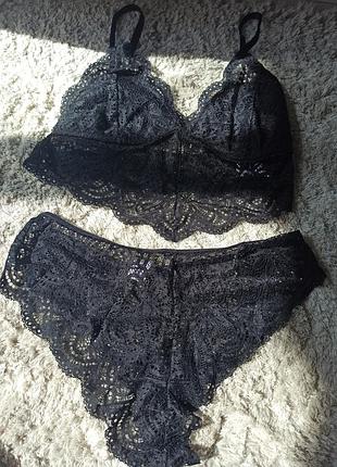 Непревзойденный комплект белья в черном цвете от shein