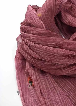 Огромный палантин шарф парео шелковый шелк жатка с вышивкой тонкий новый3 фото