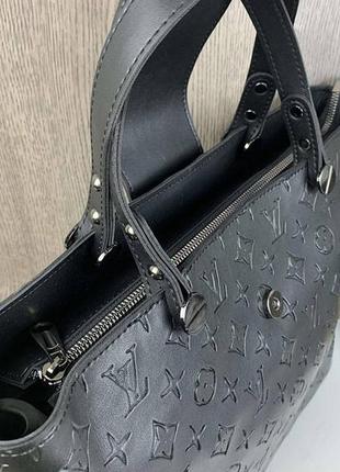 Модная женская сумка, стильная сумочка на плечо экокожа черная (0914)7 фото
