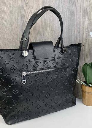 Модная женская сумка, стильная сумочка на плечо экокожа черная (0914)9 фото