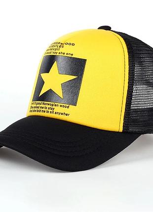 Кепка тракер звезда (star) с сеточкой черно-белая, унисекс wuke one size9 фото