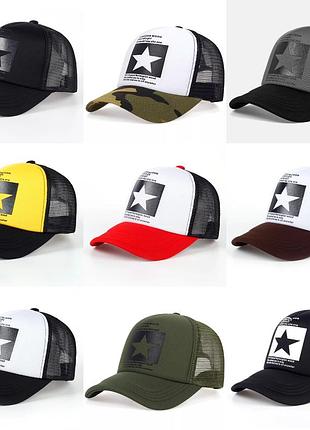 Кепка тракер звезда (star) с сеточкой черно-белая, унисекс wuke one size2 фото
