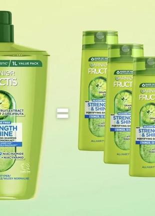 Garnier fructis зміцнювальний шампунь для сили та блиску для всіх типів волосся, блискучого й ослабленого, 1002 фото