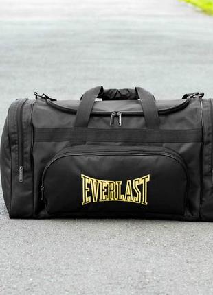Спортивная мужская дорожная сумка everlast biz yellow черная тканевая в поездок на 60 литров для экипировки и5 фото