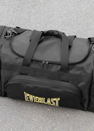 Спортивная мужская дорожная сумка everlast biz yellow черная тканевая в поездок на 60 литров для экипировки и8 фото
