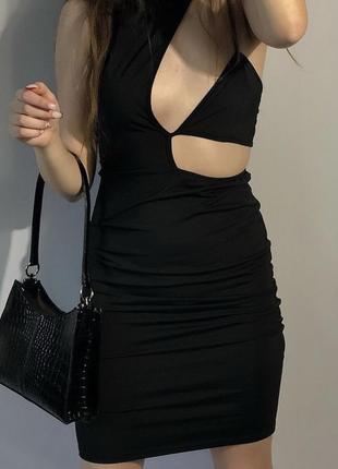 Платье с вырезами черное2 фото