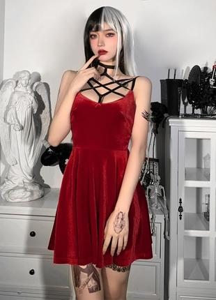 Платье с бархатистой поверхностью killstar с чокером