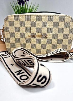 Женская сумка клатч louis vuitton mini soft trunk m840 бежевая8 фото