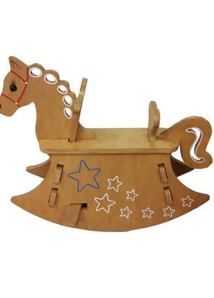 Качалка hega лошадка деревянная яркая с росписью со всех сторон