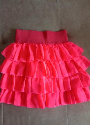 Юбка детская на лето ярко оранжевая