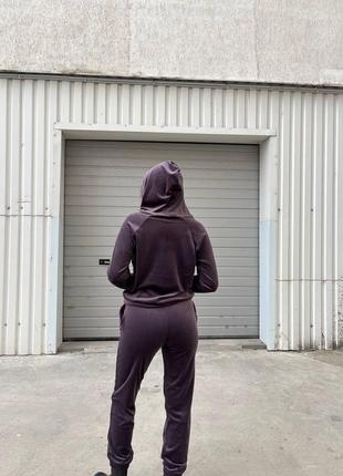 Темно-фиолетовый велюровый спортивный/домашний костюм кофта худи с капюшоном и штаны s-l3 фото
