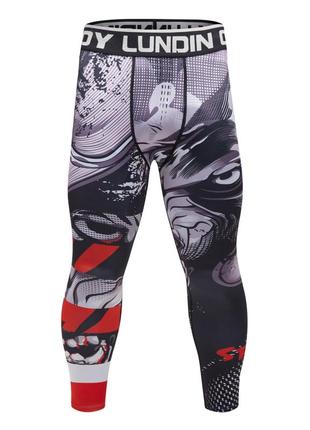 Лосіни (тайтси) wolf grey компресійні для чоловіків для занять спортом (mma, кікбоксинг, спортзал бокс біг) - м